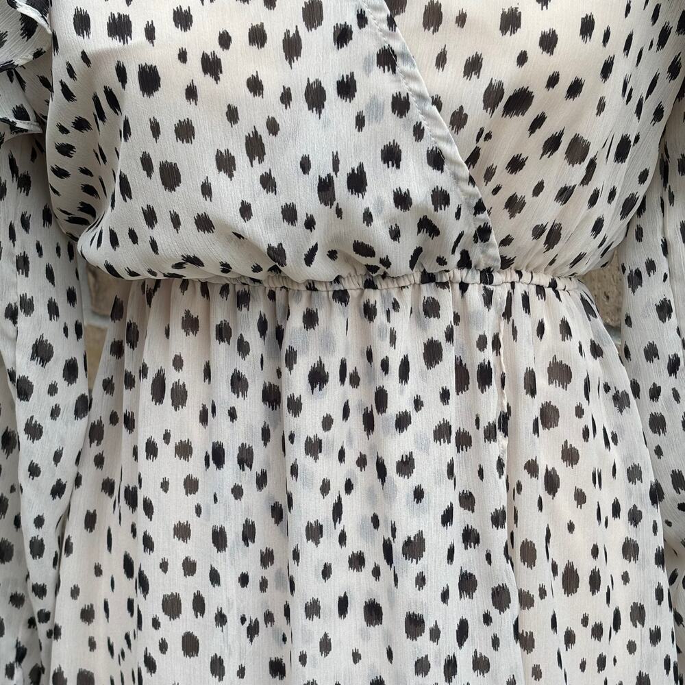 Living Doll Dalmatian Print Ruffle Sleeve Midi Dress Womens Flowy Boho Sz M - Picture 9 of 14